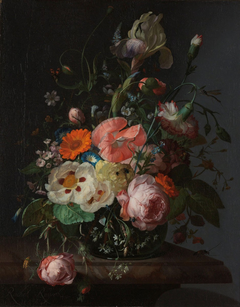 Still Life with Flowers on a Marble Tabletop, Rachel Ruysch, 1716